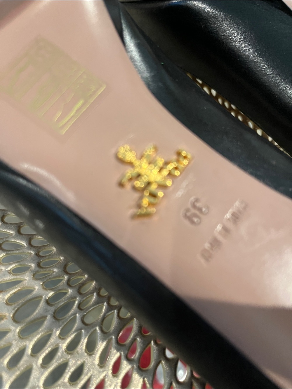 Prada Black Leather Peep-Toe Pumps with Neutral Insole - Picture 8 of 10